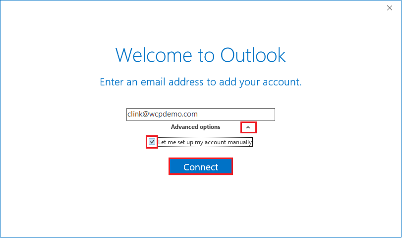 adding an account to outlook 2016